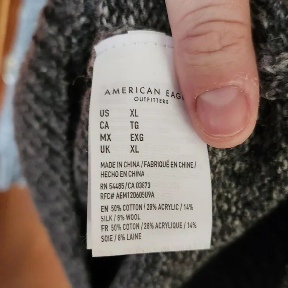 American Eagle Wool Blend Hooded Sweater Size XL - Picture 7 of 9